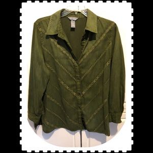 Olive Green Top Stitched Shirt